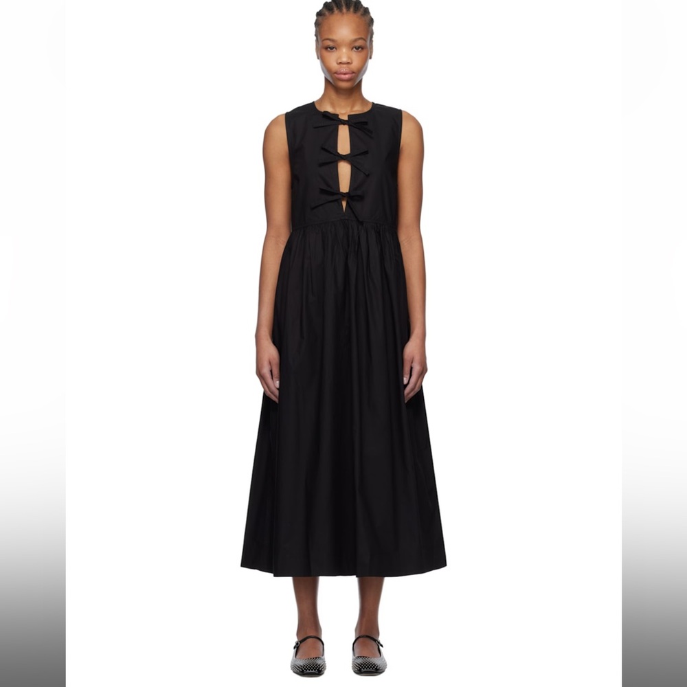 Ganni Black Cotton Poplin Midi Dress